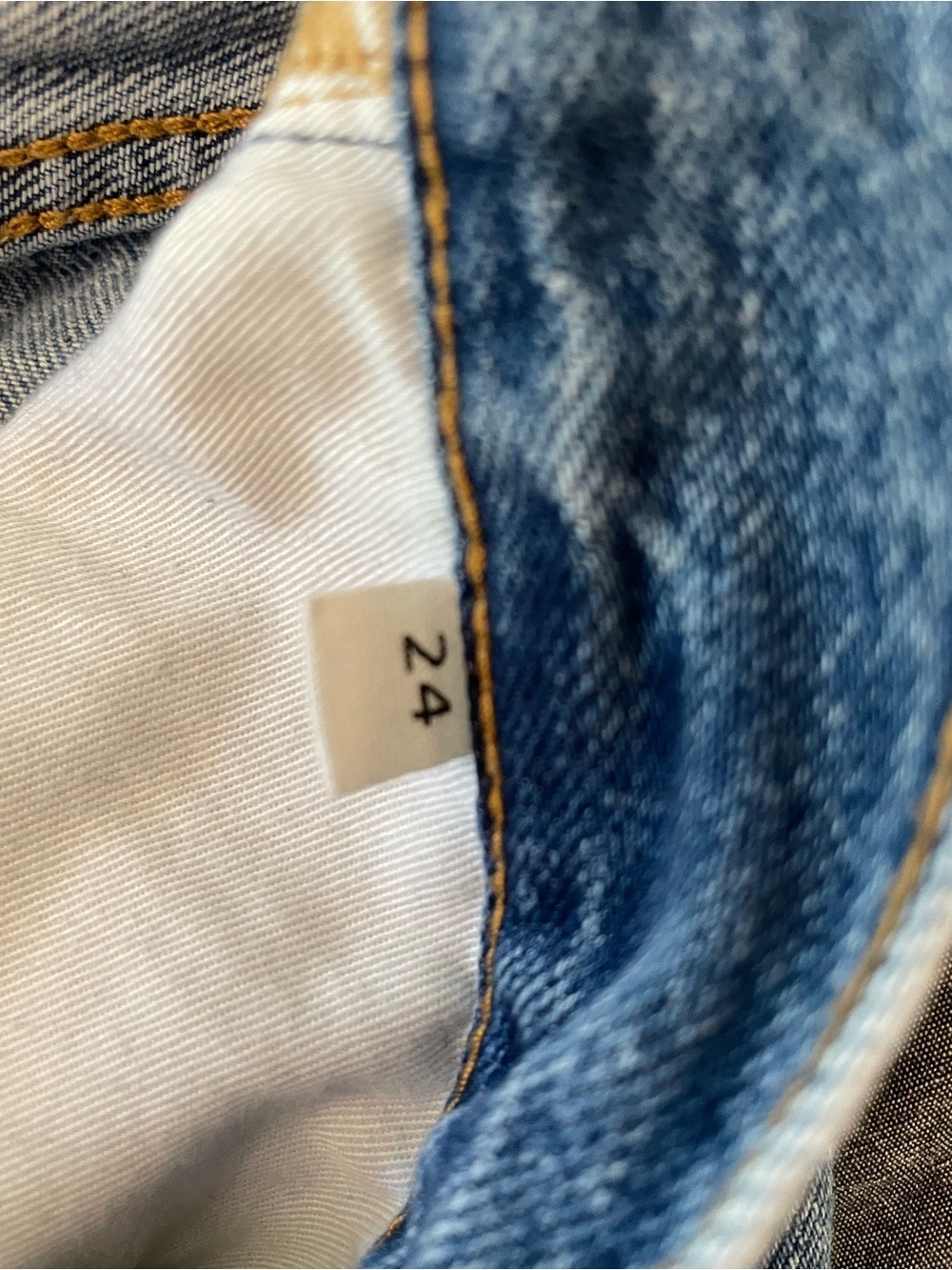 Still Here Childhood Straight Jeans Regular Fit Blue Denim Houndstooth Cotton 24 - Picture 6 of 7